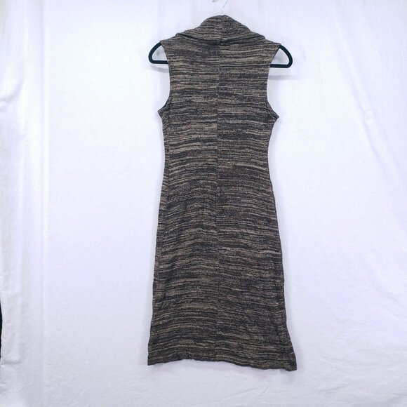 Ruby Rox Women Brown Marl Striped Cowl Neck Sleeveless Mid Dress Size M - Picture 13 of 16